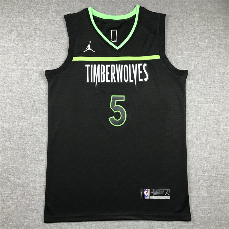 Men Minnesota Timberwolves 5 Edwards Black 2024 NBA Jersey style 1